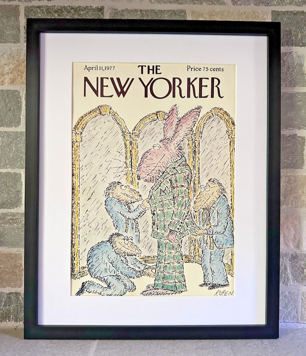 Framed 1977 The New Yorker April 11 Magazine Cover Ed Koren Fancy Suit